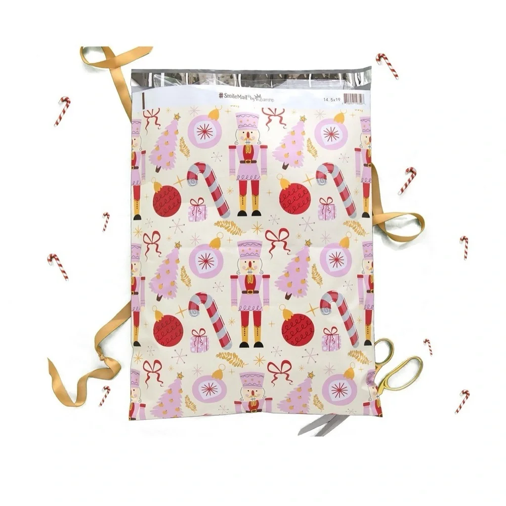 Nutcracker & Candy Cane 10x13” Set of 10 Polymailer Bags